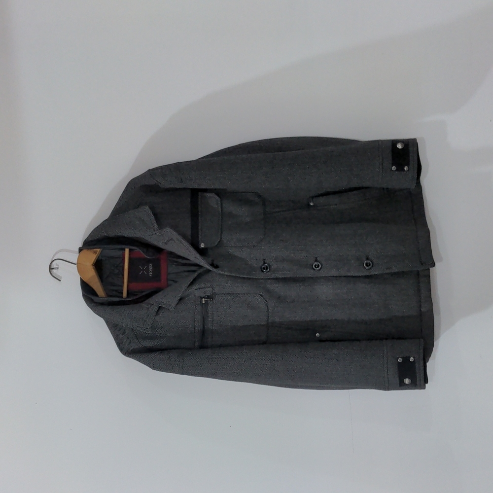 Men's Stone Winter Jacket in herringbone grey